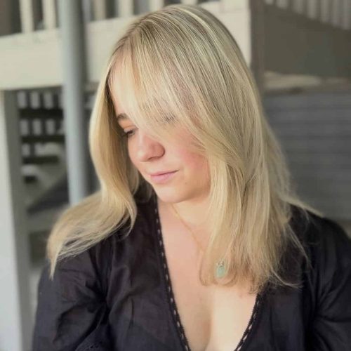 Bright Platinum Blonde Hair Color With Face Framing Layers Lake Mary FL