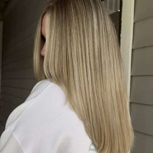 Cool Blonde Hair Color With Sleek Straight Finish Lake Mary FL
