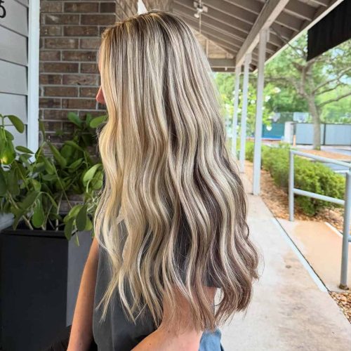 High Contrast Blonde Foil Highlight With Root Shadow And Waves Lake Mary FL